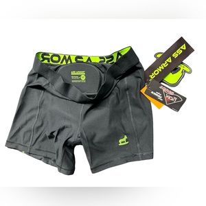 ASS ARMOR men’s Protection Compression Shorts W metal & pad For Impact Snow NWT